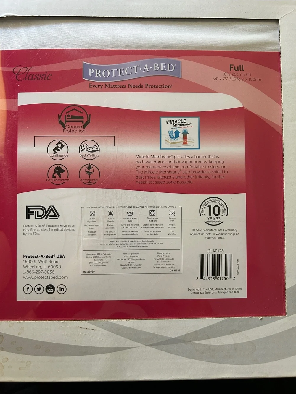 Classic Smooth Mattress Protector - Full - White